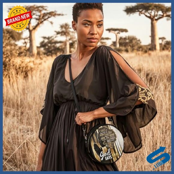 Premium Vegan Leather Circle Crossbody Bag Adjustable Strap Zipper Closure - Picture 5 of 6